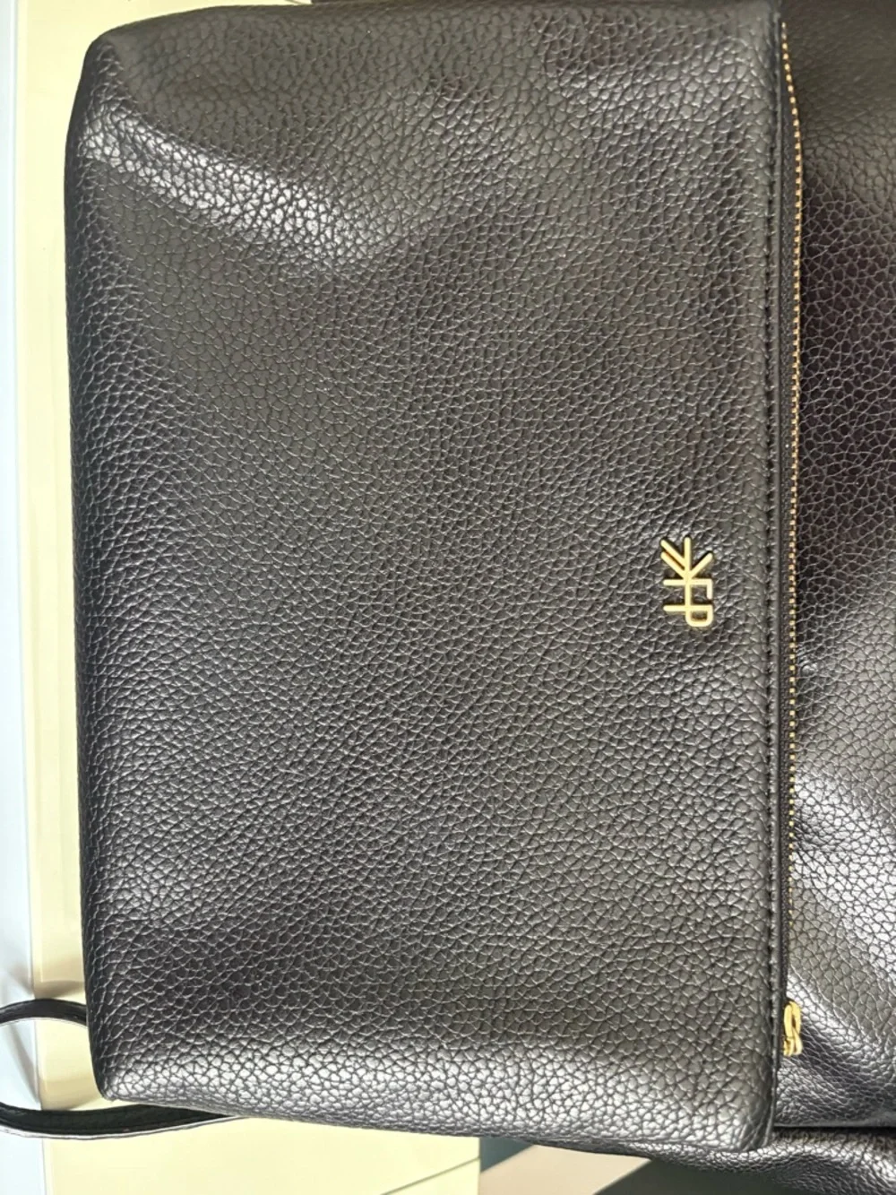 Freshly Picked Black Leather Baby Bag Backpack and Wallet with Gold Hardware